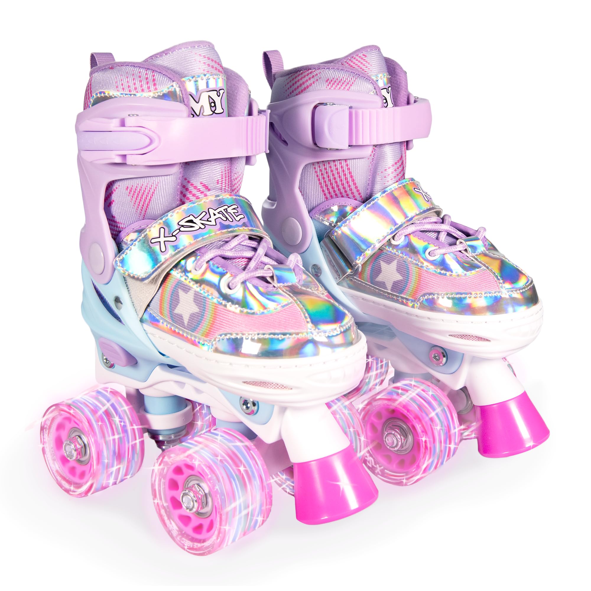 M.Y X-Skate Roller Skates For Girls Adjustable Size Roller Boots For Kids Quad L