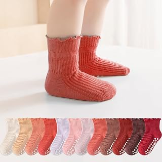 12 Pairs Baby Boys Girls Cotton Anti Slip Ruffle Socks
