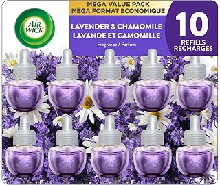 Airwick Plug in Scented Oil Refills, Lavender and Chamomile, Infued with natural essential oils for an incredible floral aroma, Air Freshener, 0.67 Fl Oz (Pack of 10)