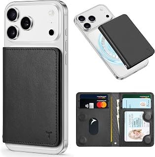 TUCCH for Magsafe Wallet with 6 Card Holders, RFID Blocking, Black | for iPhone 18/17/17e/16/15/14/13/12 Pro/Pro Max/Plus, Clear ID Window, Folio Magnetic Phone Wallet, PU Leather