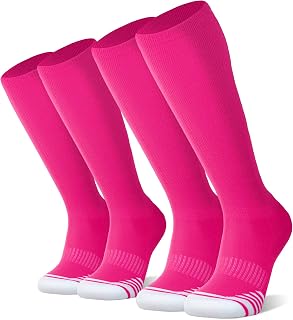 FITRELL 2/3 Pack Baseball Soccer Softball Socks for Kids Youth Men & Women Over-the-Calf Knee High Socks (Multiple Colors)