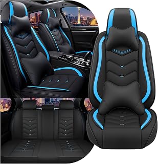 Car Seat Covers for Honda Civic 2000-2026, Stylish Sport Seat Cover, Premium Nappa Leather Car Seat Cover. Automobile Seat Covers Sets.(Luxury 5 Seats/Black Blue)