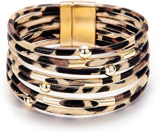 Fesciory Leather Wrap Bracelets for Women, Boho Western Stacked Jewelry
