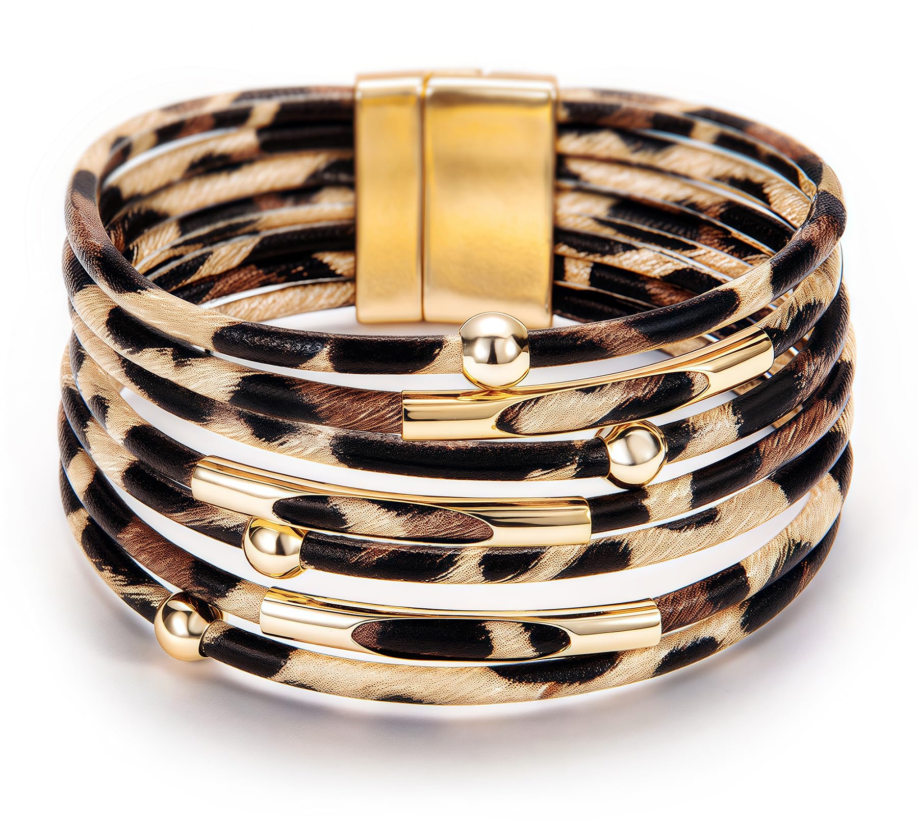 Fesciory Leather Wrap Bracelets for Women, Boho Western Stacked Jewelry