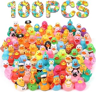 DMSKY 100 Pack Rubber Ducks in Bulk | Assorted Ducks for Jeep Ducking, Rubber Duckies for Baby Bath Toys, Kids Toddler Summer Pool Toys Birthday Gifts Party Favors