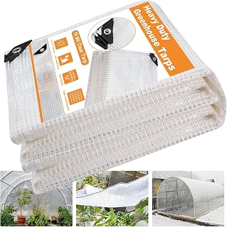 16 Mil Greenhouse Cover,Clear Plastic Tarp Heavy Duty Waterproof 10x20FT | UV Resistant Poly Clear Tarps with Grommets,Greenhouse Heavy Duty Tarp for Gardening,Farming,Nursery,Garden