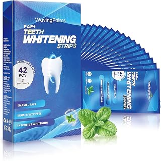 Professional Teeth Whitening Strips Kit for Sensitive Teeth - Gentle & Effective Hydrogen Peroxide-Free Treatments - Mint White Strips (42 Count, Pack of 1)