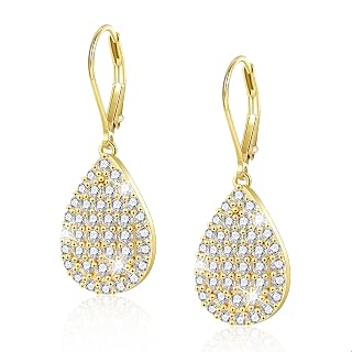 ALEXCRAFT Zirconia Drop Leverback Earrings Dangle Earring for Women Jewelry