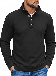 Coofandy, maglione da uomo casual slim fit, lavorato a maglia, termica, per il sonnellino interno, nero, M