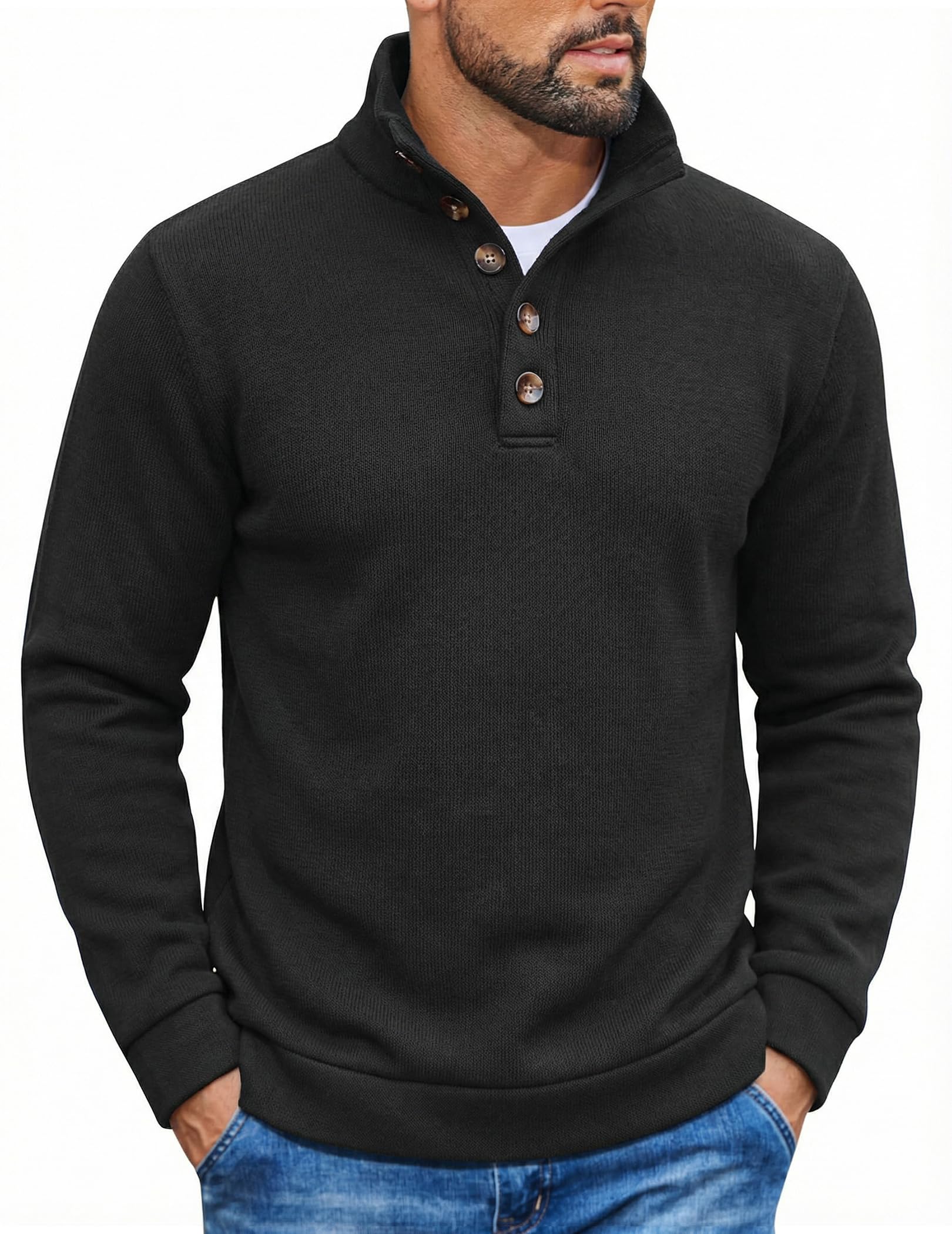 Coofandy, maglione da uomo casual slim fit, lavorato a maglia, termica, per il s