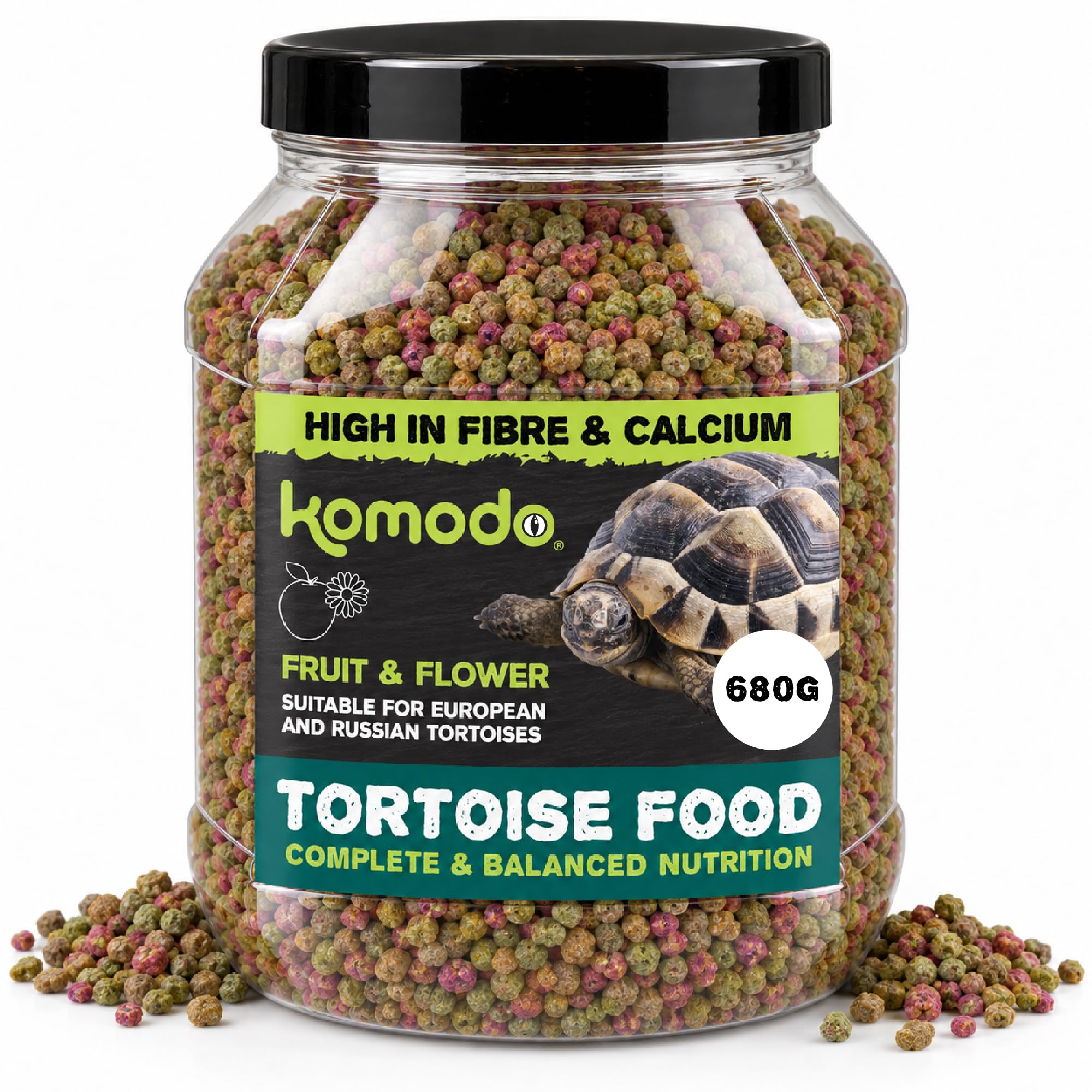 Komodo Complete Holistic Tortoise Diet Fruit and Flower 680 g, Balanced Food for