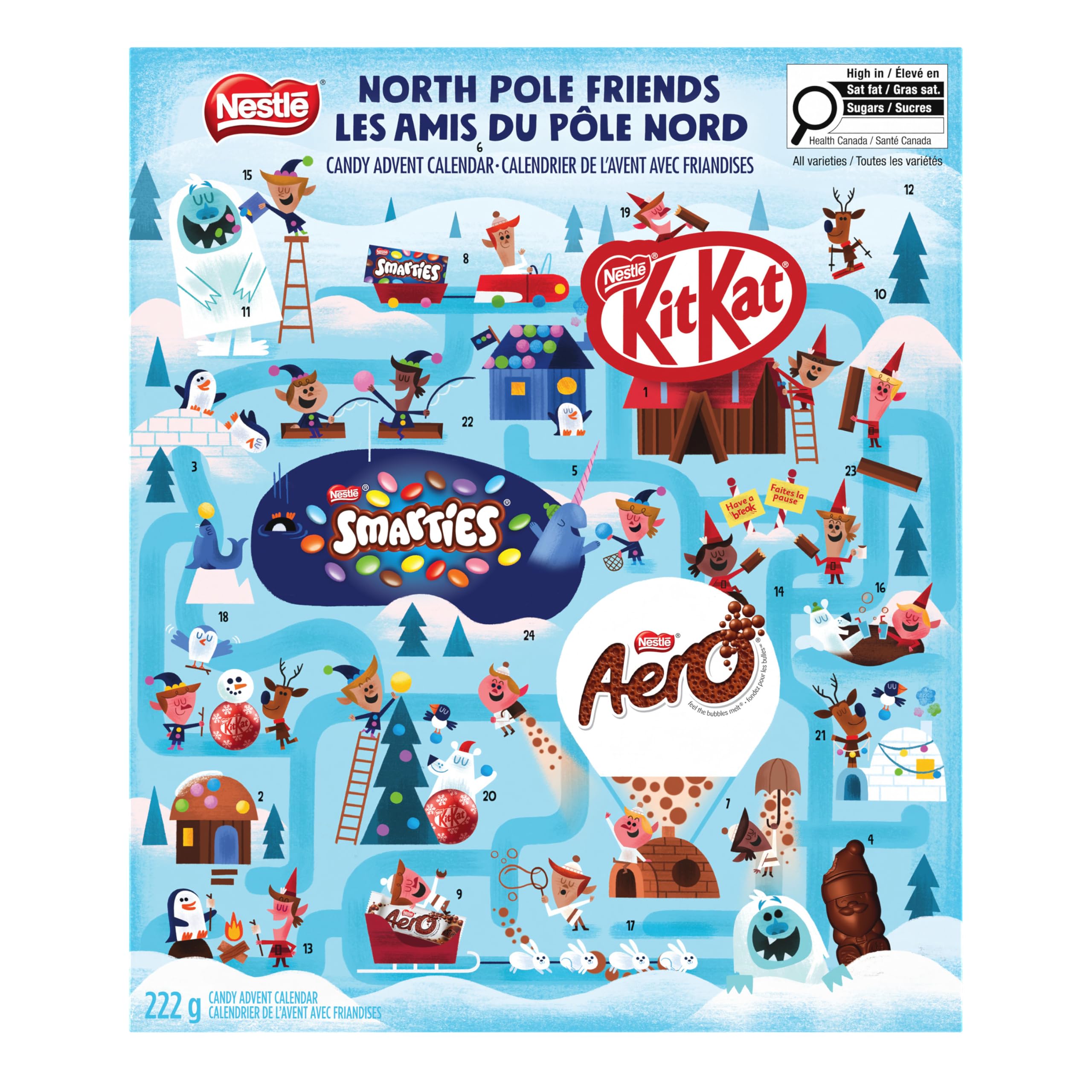 NESTLE North Pole Friends Advent Calendar, 222 g | Filled With KITKAT Mini Bars,