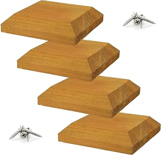 IRONTITE® 4 Pack Wooden Fence Post Caps 4x4, Newel Post Cap Fence Toppers to Suit 100mm (4") Square Fence Newel Posts. Protect Your Posts with This Wood Fence Post Protector (Brown)