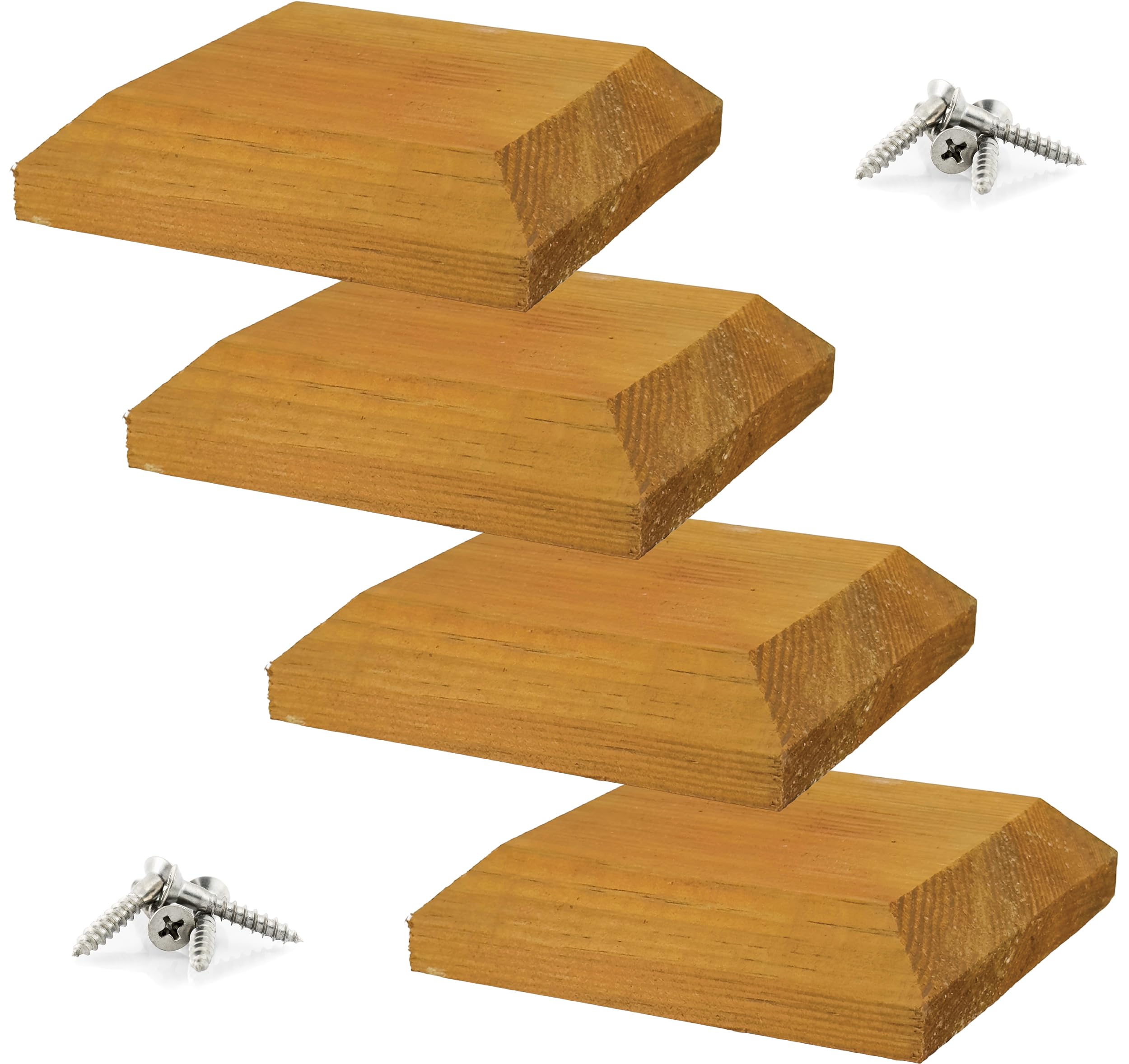IRONTITE® 4 Pack Wooden Fence Post Caps 4x4, Newel Post Cap Fence Toppers to Sui
