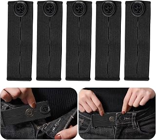 Lanjue 5PCS Adjustable Waist Extenders for Jeans Trousers Skirts | Elastic cloth, 3-slot adjustable fit, no-sew button design, for jeans, trousers, skirts, maternity wear