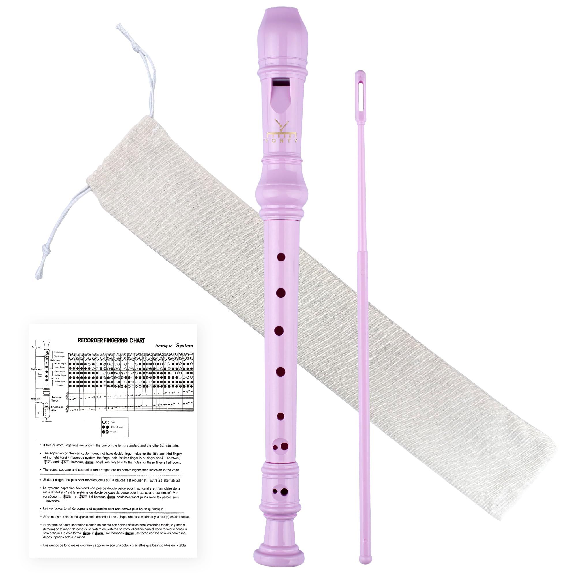 YONTY Soprano Recorder Instrument for Kids Students 8-Hole Flute German Fingerin
