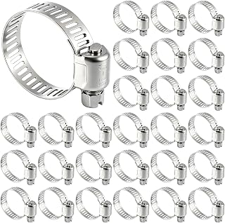50 Pcs Stainless Steel Hose Clamps 5/8 Inch to 1 Inch (16-25mm) 304 Stainless Steel Worm Gear Metal Hose Clamps for Pipe, Intercooler, Plumbing, Tube and Fuel Line