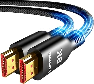 Highwings Long HDMI Cable 20 FT, 10K 8K Ultra HD High Speed 2.1 HDMI 48Gbps | Braided HDMI Cord-4K@120Hz 8K@60Hz, DTS:X, HDCP 2.2&2.3,eARC, HDR 10 Compatible with DVD Player/PS5/HDTV/Blu-ray