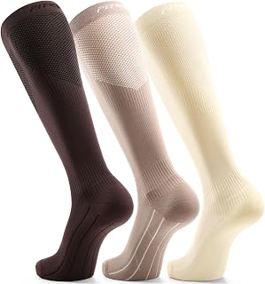 FITRELL 3 Pairs of Compression Socks for Men and Women, 20-30 mmHg Knee Socks