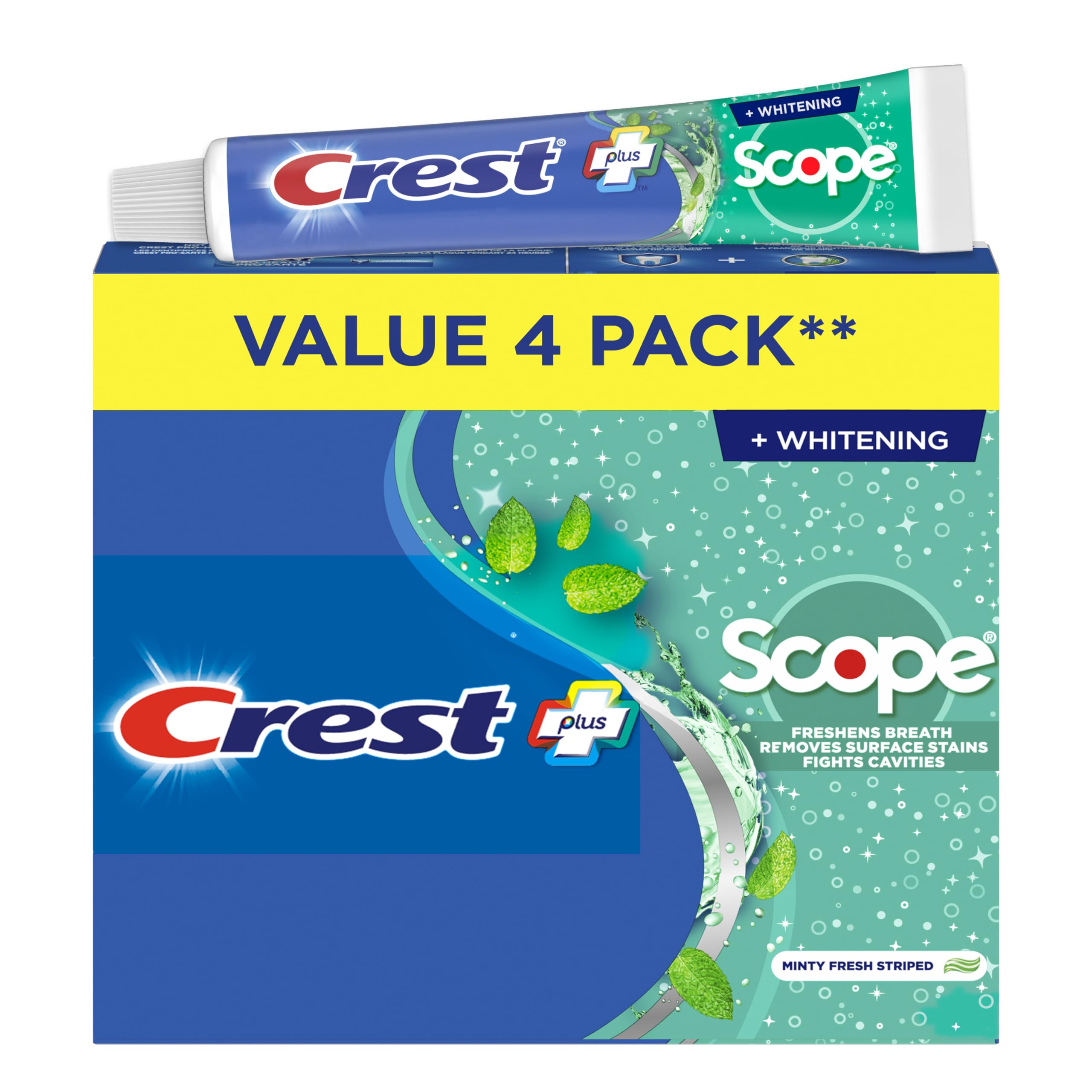 Crest Plus Scope Minty Fresh Toothpaste, 4x120mL