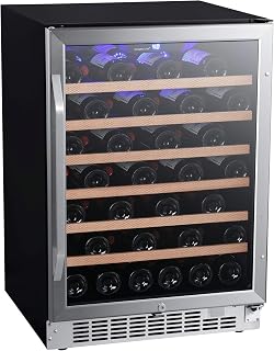 EdgeStar 24 Inch 53 Bottle Built-In Single Zone Wine Cooler | Built-In or Freestanding, Reversible Door, LED Lighting, Digital Display, Integrated Door Lock, Stainless Steel