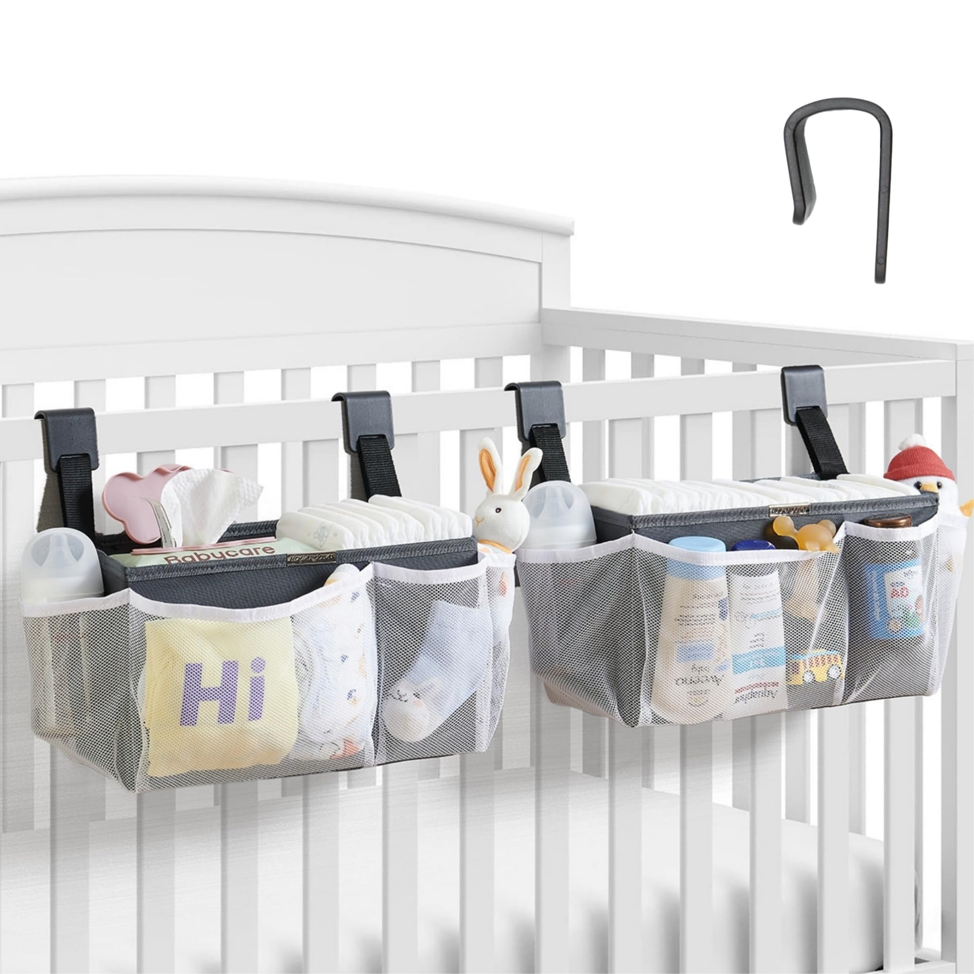 HOGARCOSAS 2-Pack Hanging Diaper Caddy Organizer for Crib, Playpen | 50+ Diaper 