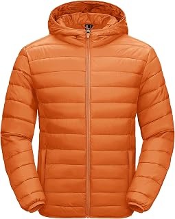 MAGCOMSEN Men's Lightweight Puffer Jacket Hooded Warm Winter Coat Quilted Lined Water-Resistant Full Zip Bubble Jackets