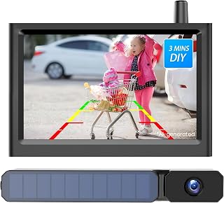 AUTO-VOX Solar Powered Wireless Reversing Camera Kit | 3 Mins DIY Installation, Clear Image Backup Camera with IP69K Waterproof for Cars and Van