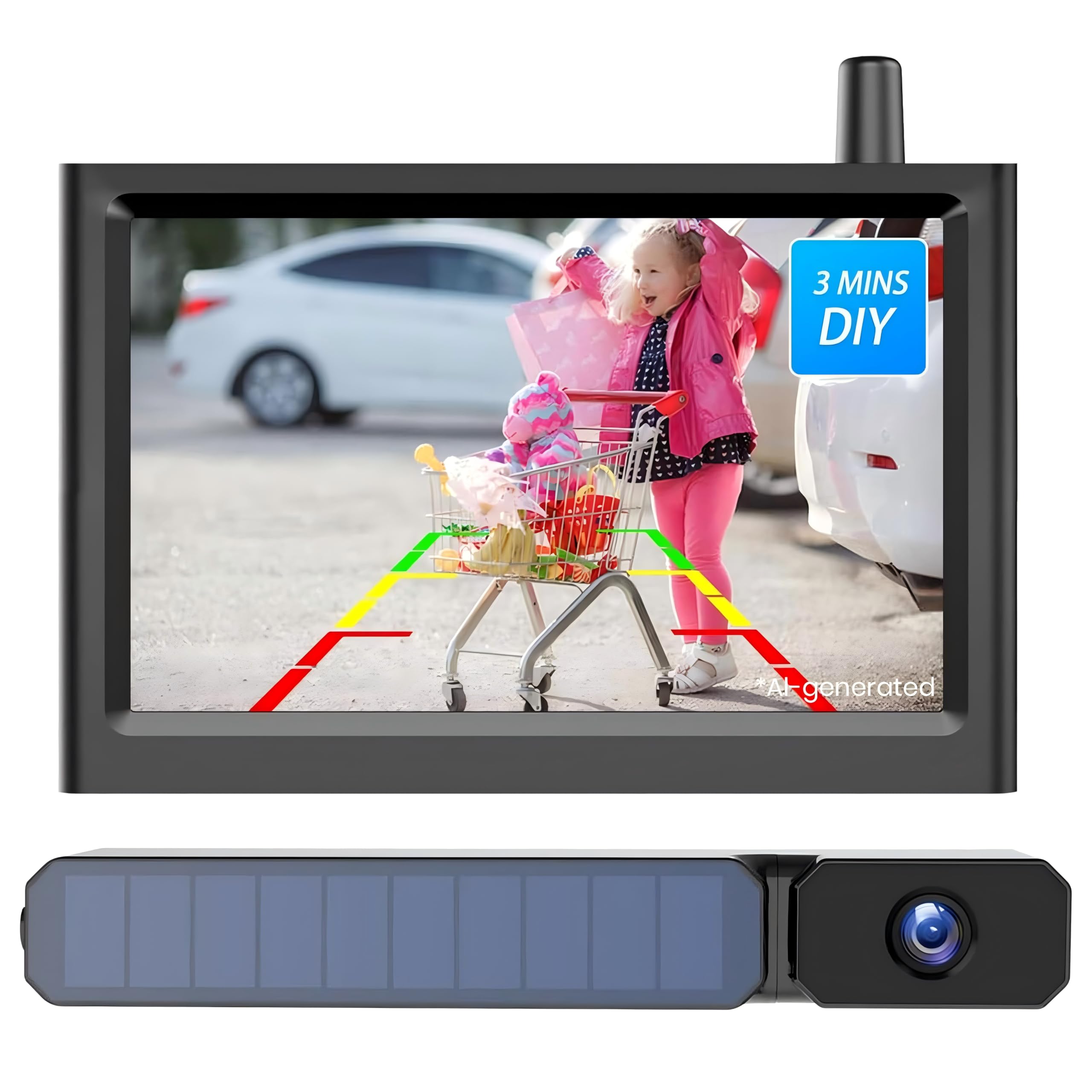 AUTO-VOX Solar Powered Wireless Reversing Camera Kit | 3 Mins DIY Installation, 