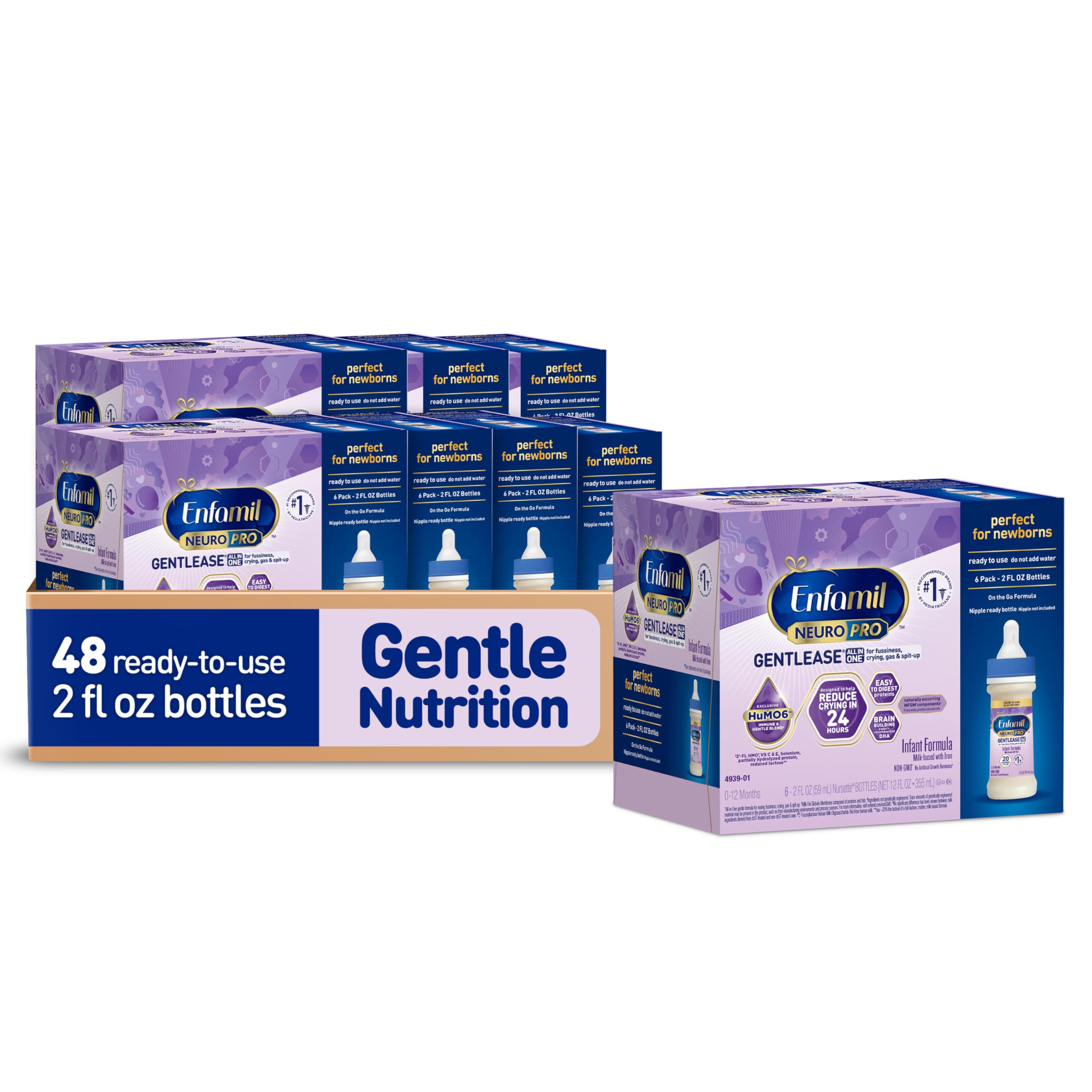 Enfamil NeuroPro Gentlease Ready-to-Feed Baby Formula, 2 Fl Oz, 48 CT | For Easi