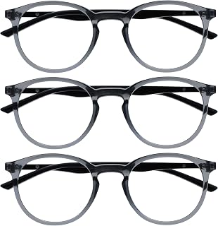 OPULIZE Met BBB60-C +0.00 Anti-Blue Light Glasses Pack of 3 Round Thin Frame Spring Hinges Improves Sleep Games Computer Transparent Men Women