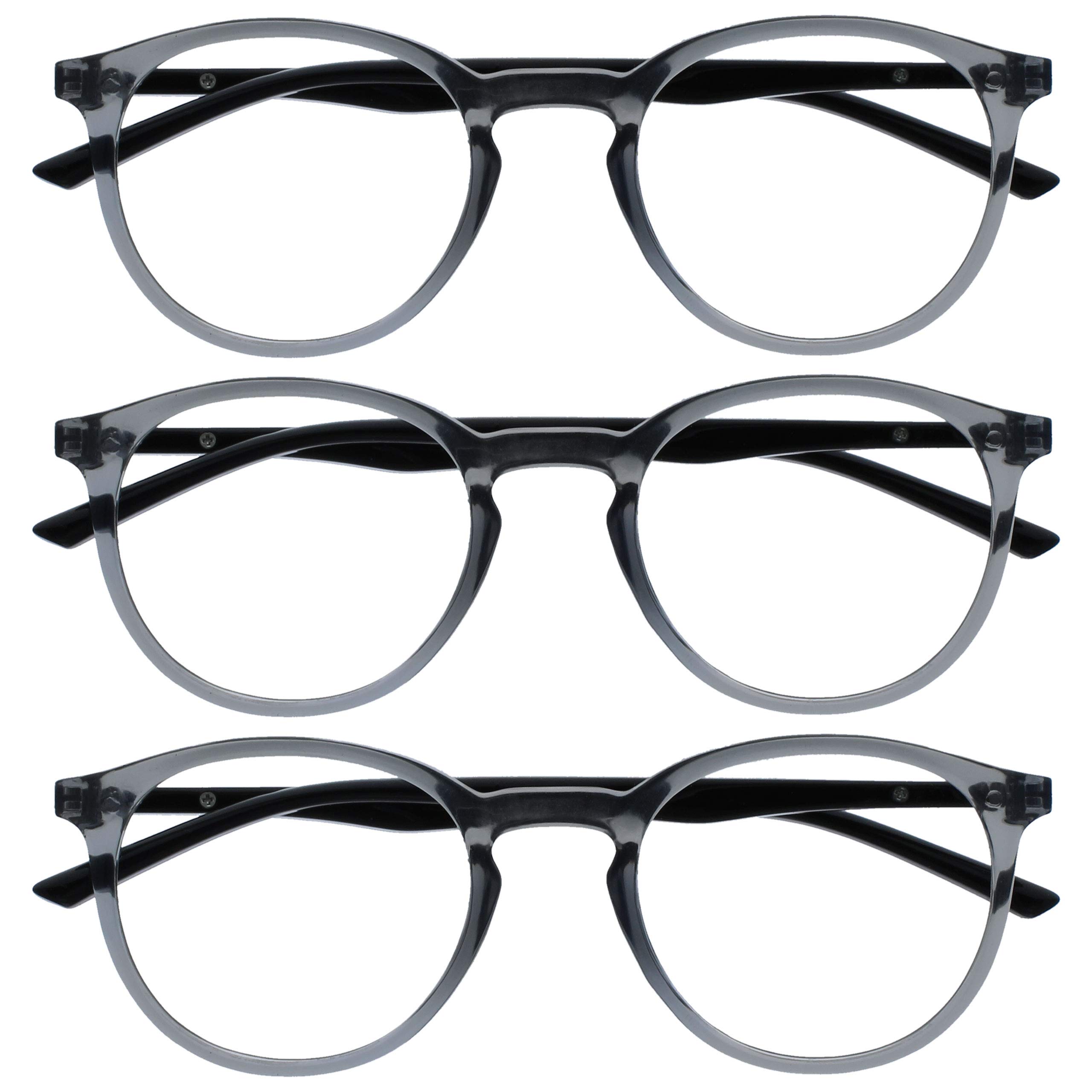 OPULIZE Met BBB60-C +0.00 Anti-Blue Light Glasses Pack of 3 Round Thin Frame Spr