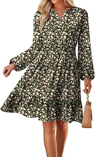 GRACE KARIN 2025 Fall Dresses for Women Casual Mini Dress Long Sleeve Floral Wedding Guest Dress with Pockets
