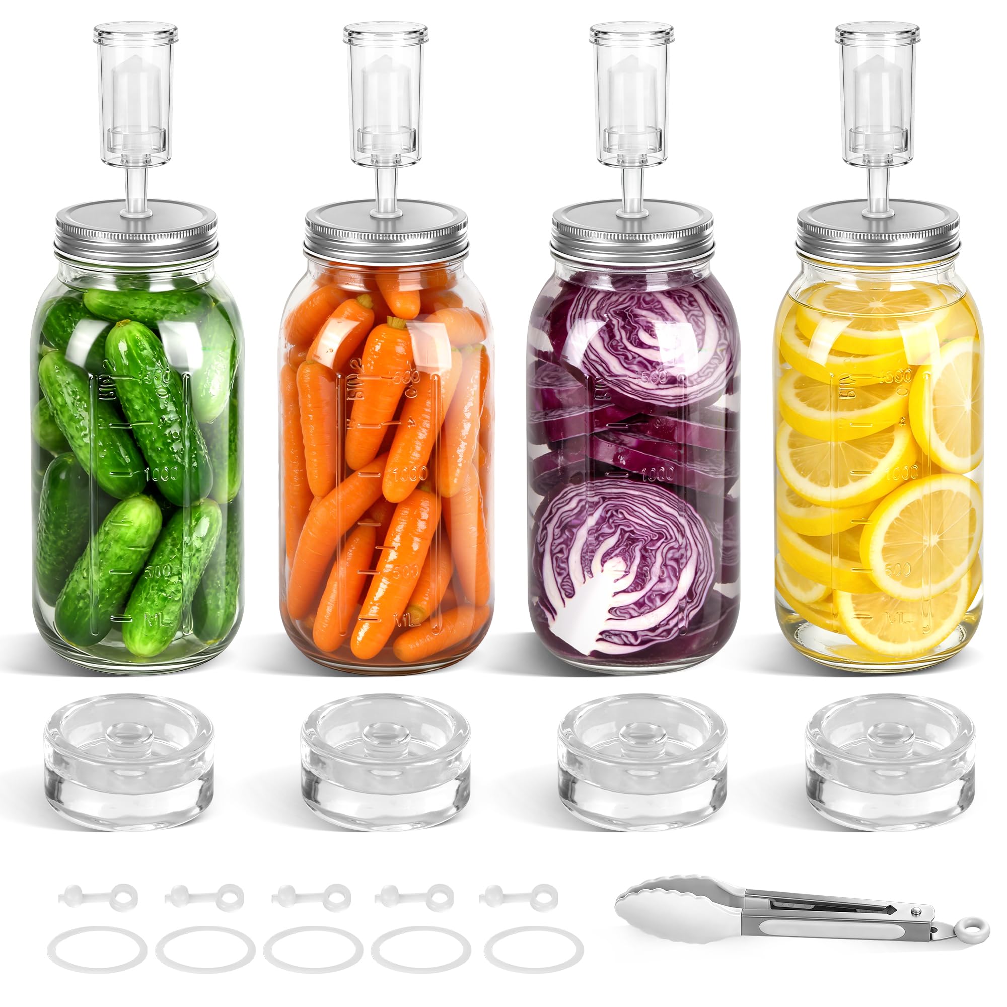 Fermentation Kit for Wide Mouth Mason Jars with Glass Weights & Airlocks | 316 S