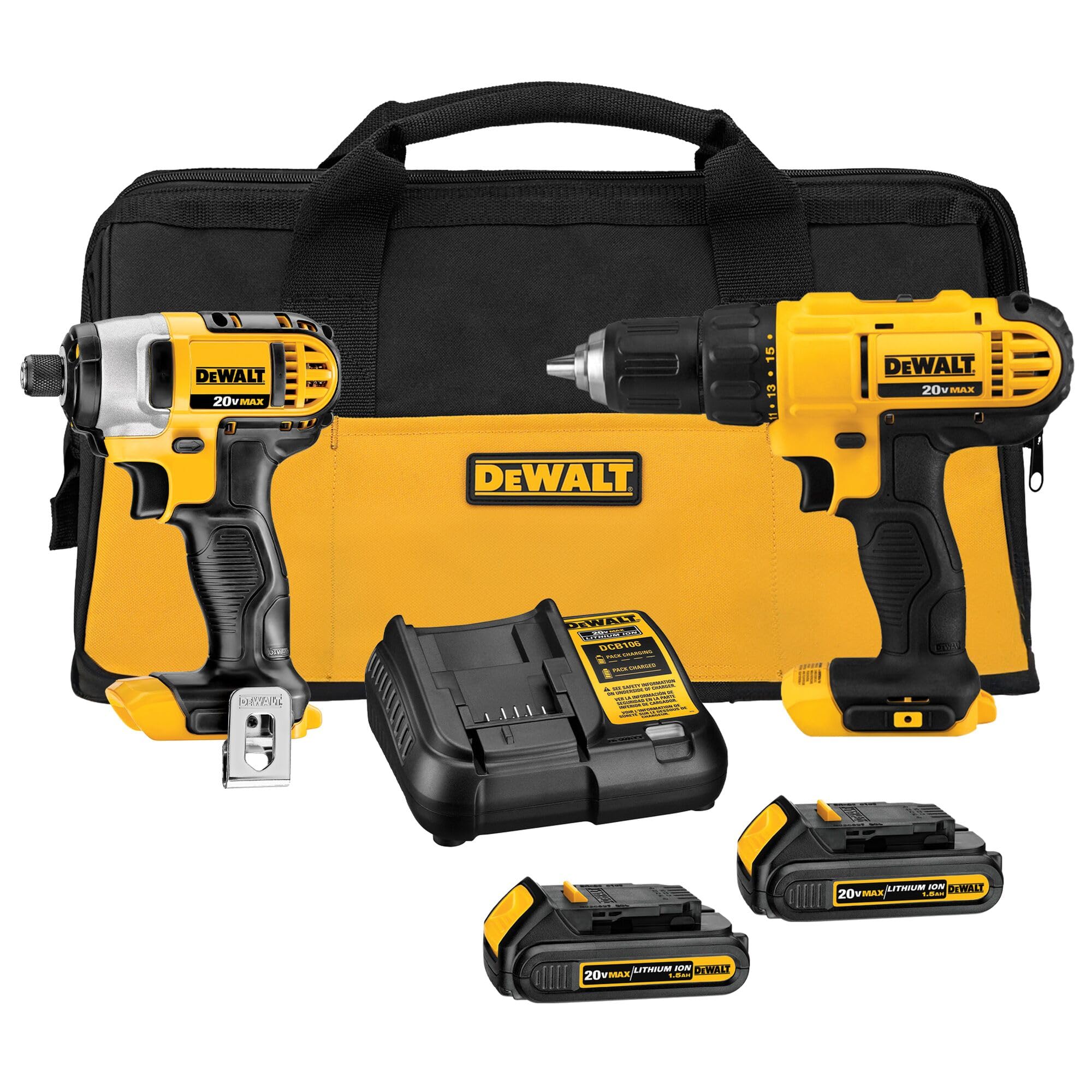 DEWALT 20V MAX Cordless Drill and Impact Driver, Power Tool Combo Kit , Includes