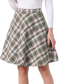 Allegra K Women's Plaids Vintage Tartan Elastic Waist Short A-Line Skirt
