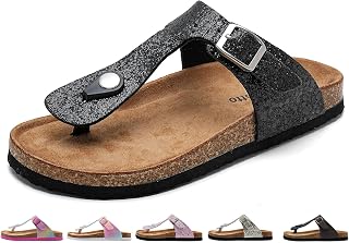 Torotto Kids Flip Flops with Cork Slipper for Girls Boys with Adjustable Buckle Anti-Slip Indoor Outdoor