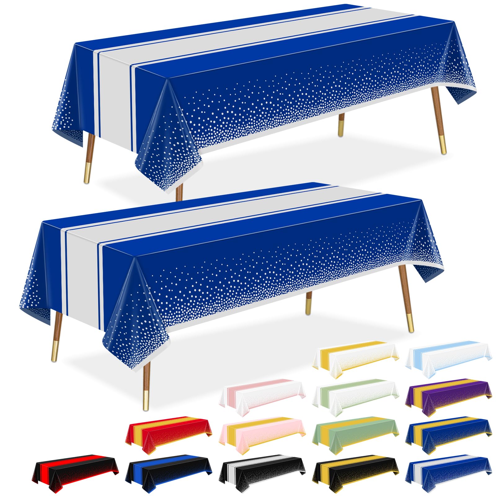 LANLISA Tovaglia blu e argento decorazioni per feste, confezione da 2, usa e get