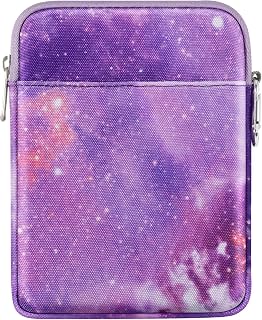 MoKo 6-7 Inch Kindle Sleeve Bag, Protective Nylon Cover Compatible with Kindle Paperwhite 2021, Fire 7 2022, All-New Kindle//Kids (11th Generation)/Colorsoft, Kobo E-Reader, Purple Starry Sky