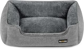 FEANDREA Dog Bed, Raised Edges, Washable Cover, Small, 70 x 55 x 21 cm