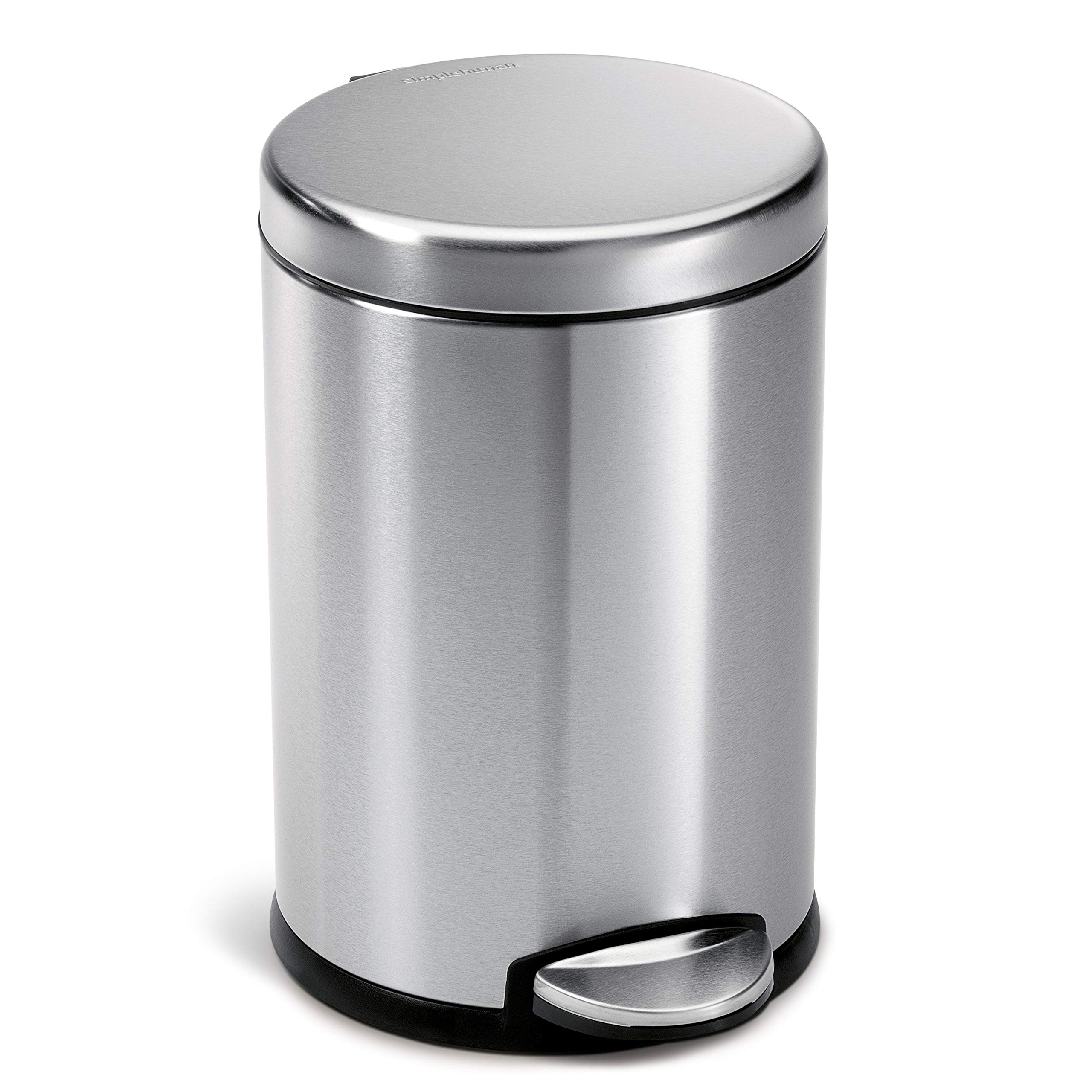 simplehuman 4.5L Round Pedal Bin, Small Bin for Bathroom Bedroom Office, Strong 
