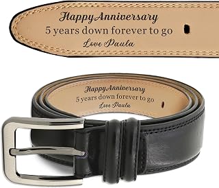 EDSG Personalised Mens Belt Leather Belt for Men Personalised Gifts for Wedding Anniversary Custom Engraved Leather Belt Gifts for Wedding Anniversary Christmas