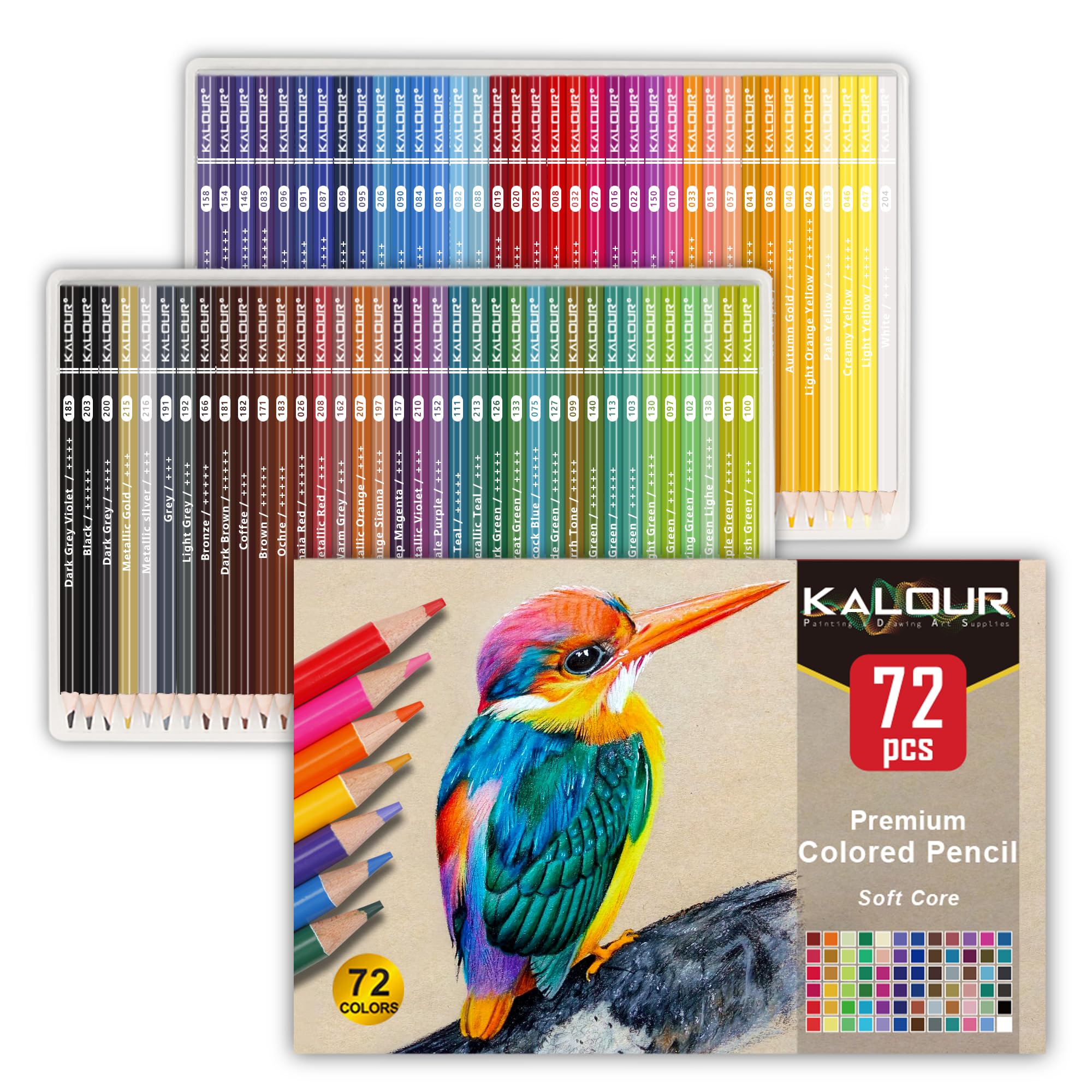 KALOUR 72 Count Colored Pencils for Adult Coloring Books, Soft Core,Ideal for Dr