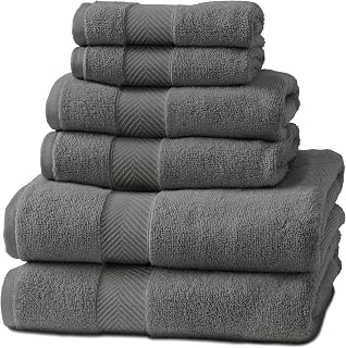 Viscose from Bamboo Bath Towels Set of 6 - Extra Plush 700 GSM Quick Dry Cotton Blend for Luxury Bathroom Comfort - Super Soft, Large, Absorbent - Graphite
