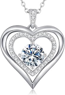 CDE Moissanit Halskette für Damen Silber 925 Kette Herz Schmuck Geschenk