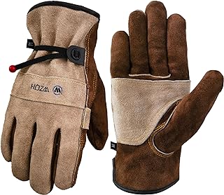 WZQH Leather Work Gloves for Men or Women.Gardening,Welding,Coffee-grey L | Glove for Tig, Mig, Construction, Chainsaw, Farm, Ranch, etc. Cowhide, Soft Lining, Utility, Firm Grip, Durable.Large