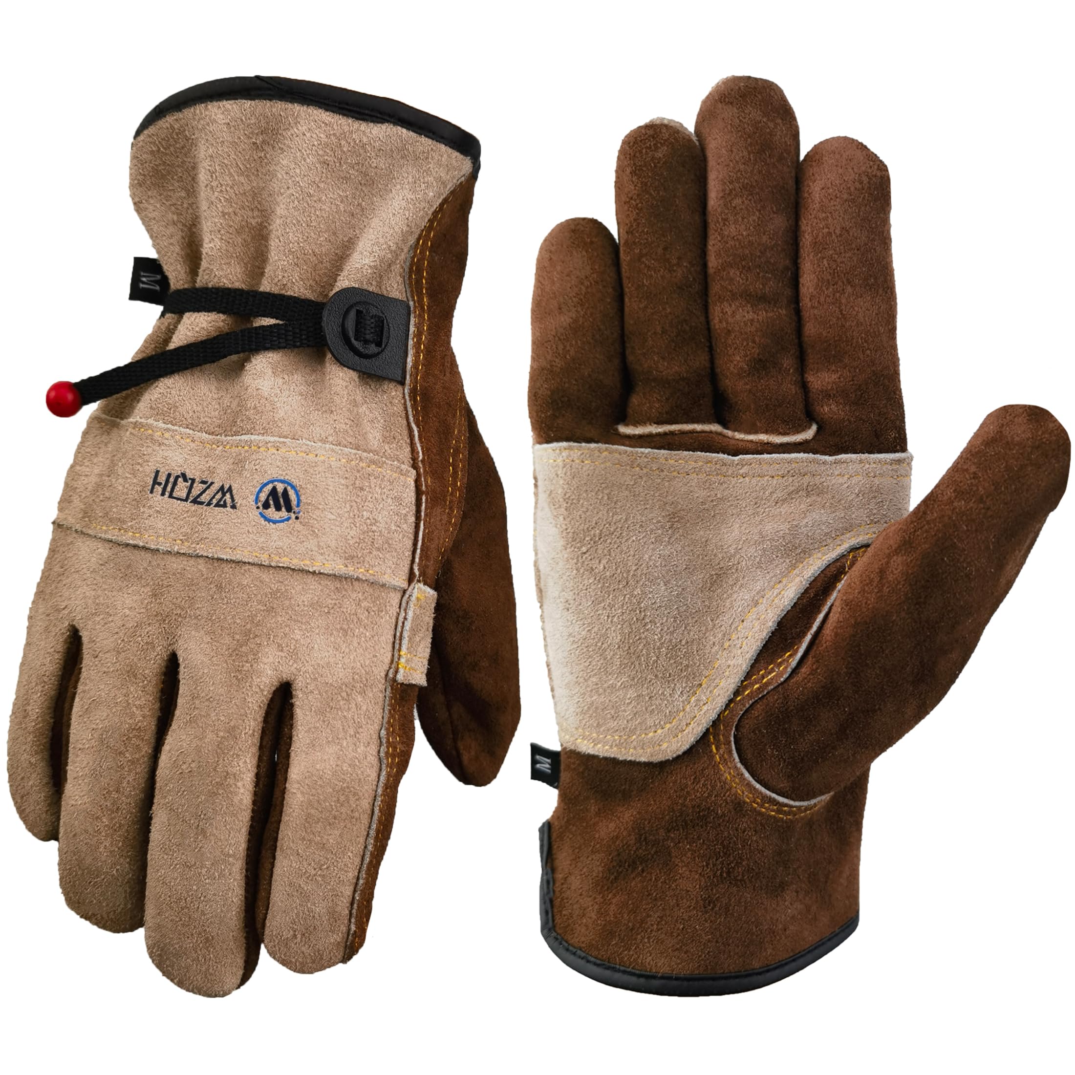 WZQH Leather Work Gloves for Men or Women.Gardening,Welding,Coffee-grey L | Glov