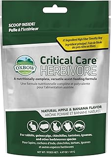 Oxbow Critical Care Herbivore, Rabbit & Guinea Pig, Apple Banana, 141 g | Herbivore Emergency Food, Recovery, Rabbit Food, Recovery Diet, Apple Banana, Syringe, Tube Feeding, Complete Nutrition