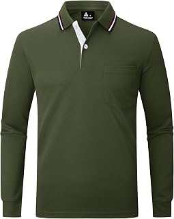 ZITY Mens Polo Shirt Long Sleeve Classic Button Basic Shirt Golf Polos Casual Business Stylish Collared Shirts for Men