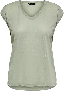 Only Onlsilvery S/S V Neck Lurex Top Jrs Noos Women's Top